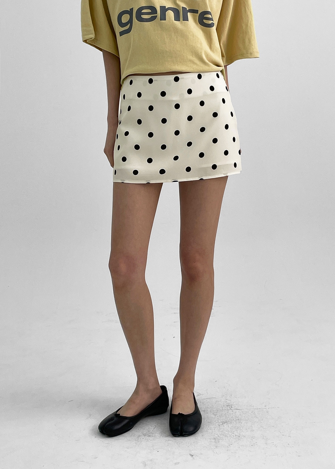 ハノローウエストドットミニスカートパンツ