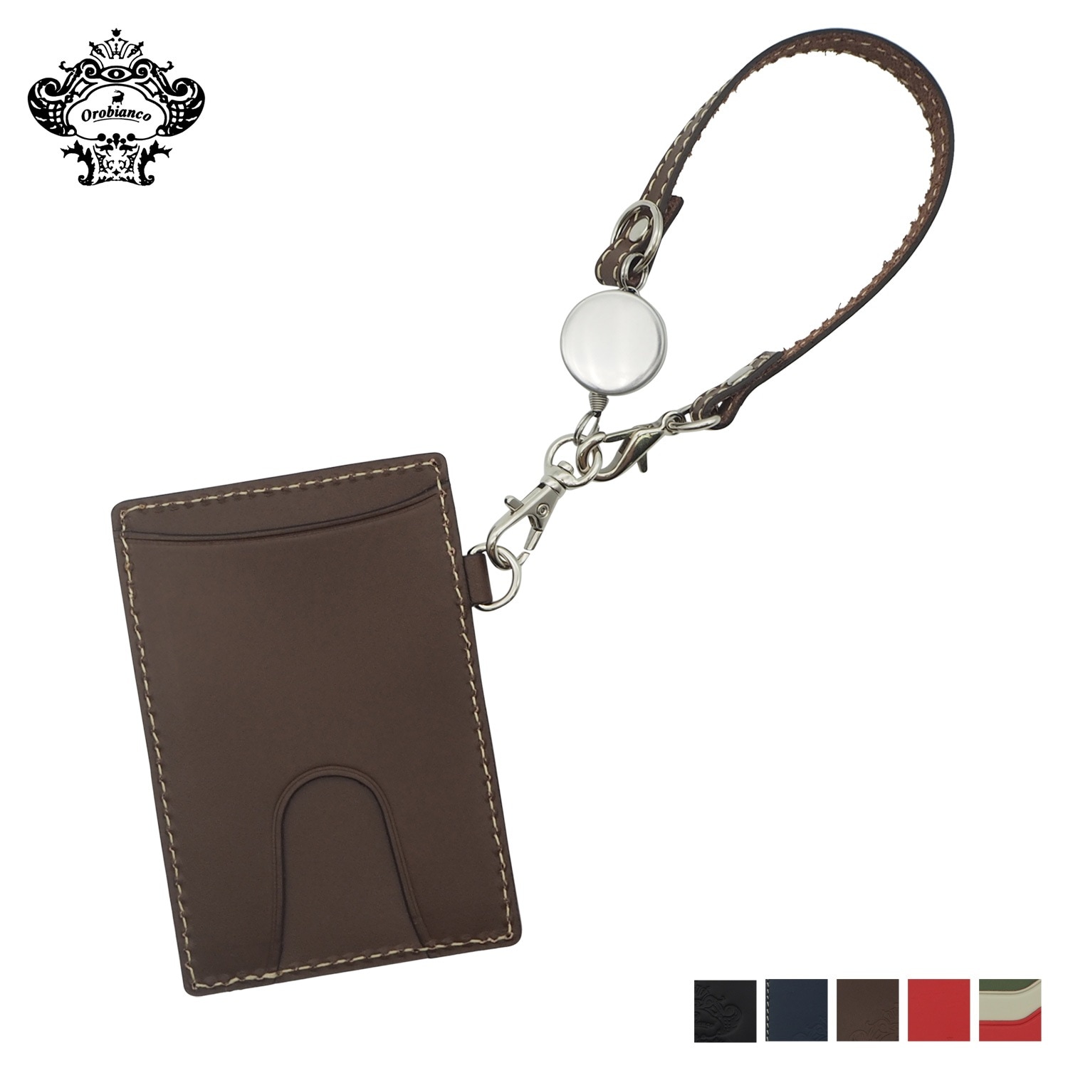 パスケース カードケース ID 定期入れ リール付き 本革 ORHO-010