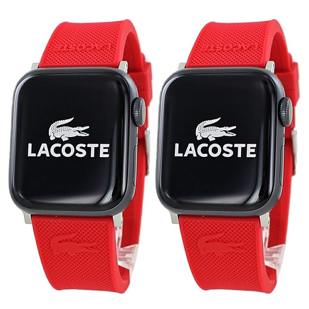 お揃い 同じサイズ ペア アップルウォッチ バンド おしゃれ ラコステ シリコン レッド 赤 ベルト 彼女 彼氏 カップル 夫婦 誕生日 プレゼント Apple Watch シリーズ 9 8 7 SE