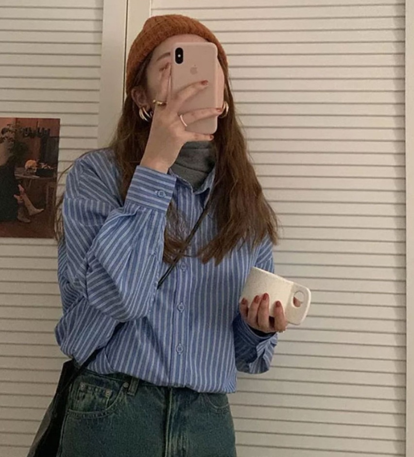 トップス デート シャツ ルーズ コットン 長袖 ストライプ 可愛い きれいめ 上品 おしゃれ かっこいい 可愛い ラブリー キュート ガーリー クール モード系 セクシー エレガント 存在感