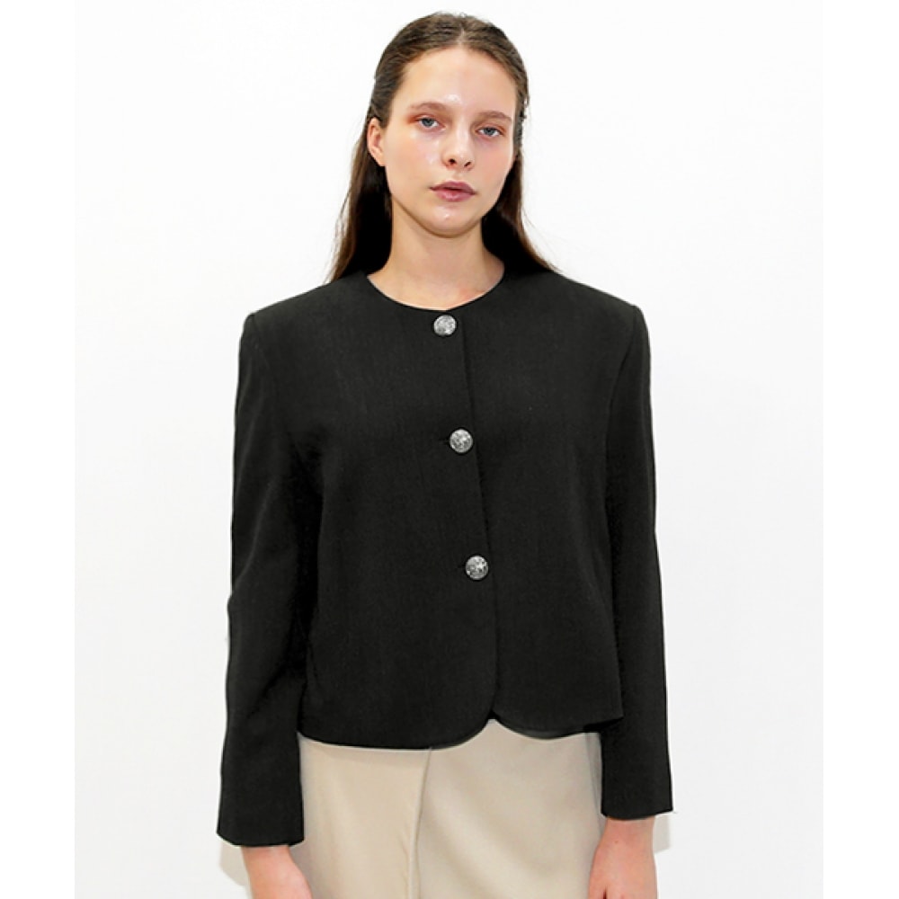 DAMAGE MNEMONIC ラウンドネック フォーマルブラックジャケット_ Round neck Formal Black JK