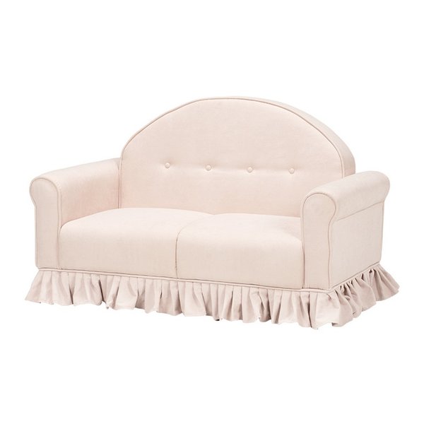 ソファ 約 幅126×奥行68×高さ79×座面高36cmピンクベージュ ラッフル2P-PB