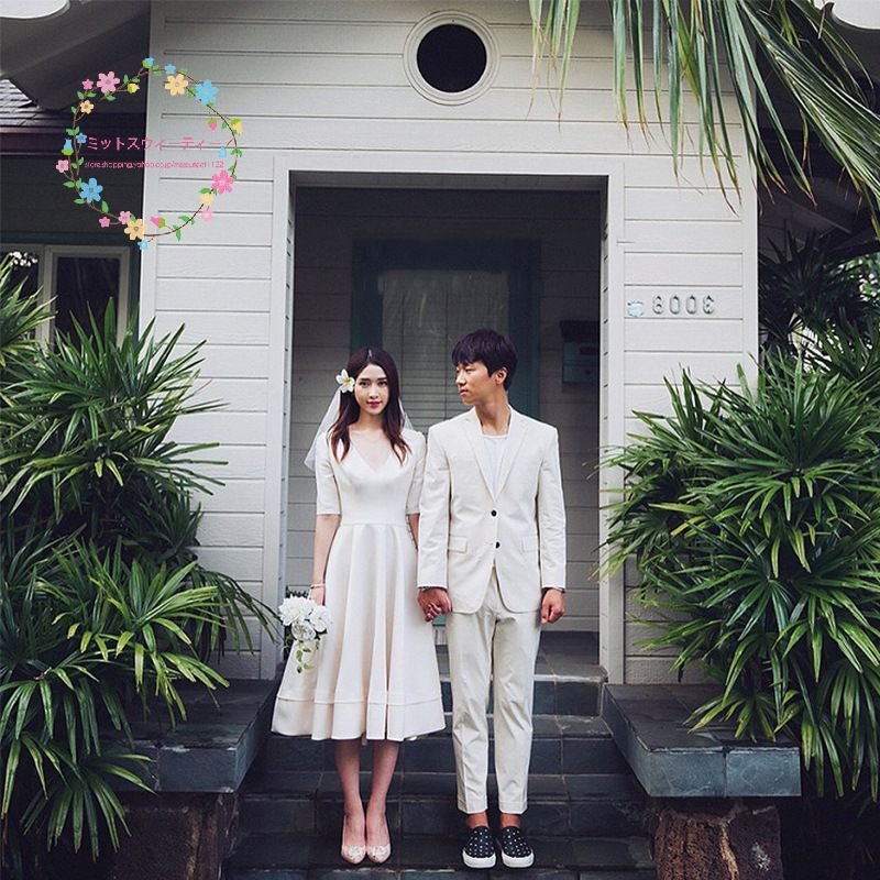 新作 ウェディングドレス 二次会 花嫁 結婚式 Aライン ミモレ丈 ウエディングドレス 後撮り リボン シンプル エレガンス 披露宴 発表会 可愛い おしゃれ 6,380円