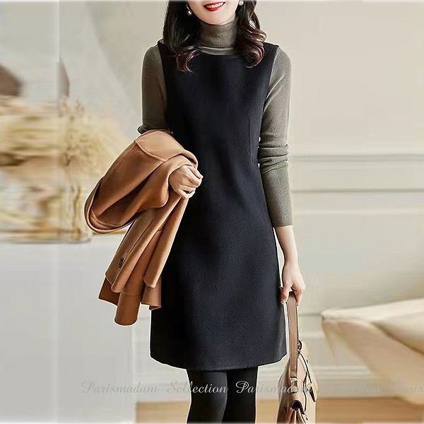 .新作先着限定売れ筋限上品ジャンバースカート　大人スタイル　ブラック　Aライン　ひざ丈大きいサイズ有りSから３Lほっそり効果大 20代30代40代50代　ミセス