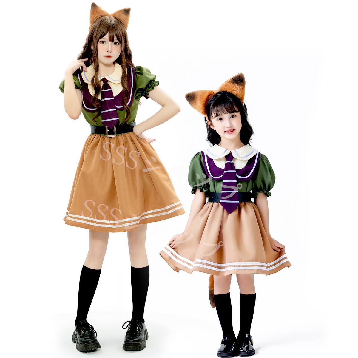 ハロウィン 衣装 子供 子供ドレス ハロウィン コスプレ 可愛い コスチューム ワンピース レディース コスプレ衣装 キツネ コスチューム ドレス 親子 ハロウィン 変装 女子 5点セット カボチ