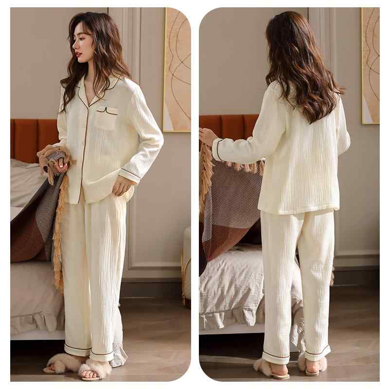 パジャマ レディース 上下セット 春秋 薄手 長袖 ルームウェア 前開き 大きいサイズ ウエストゴム 通気性 吸湿性 柔らかい 母の日 プレゼント シンプル ベージュ 緑 紫