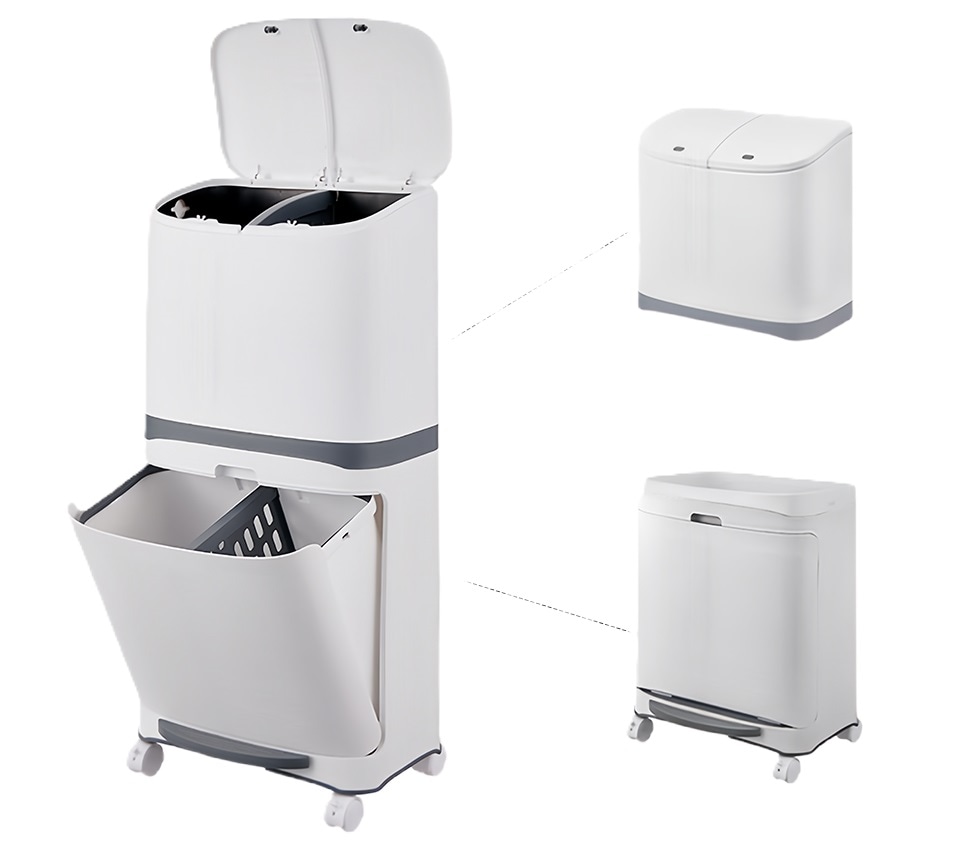 ゴミ箱 45L袋可 45リットル袋可 おしゃれ フロントオープン 分別 ダストボックス 積み重ね キッチン スリム シンプル 大容量 ふた付き 縦型 カウンター下