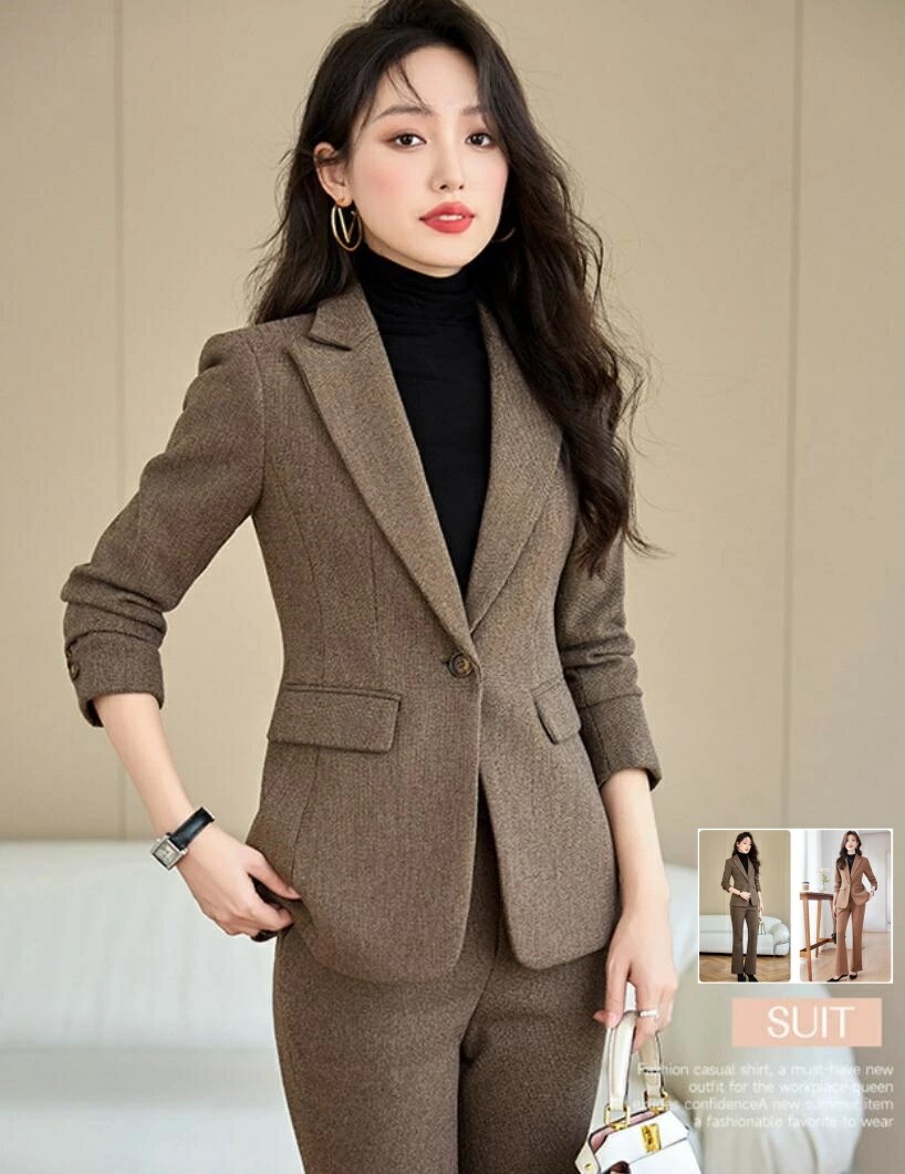 スーツセット レディーススーツ セットアップ 上下セット ２点セット パンツスーツ カジュアル 秋冬 新着 ジャケット＋パンツ ２色 高級感 セレモニースーツ 通勤 ビジネス エレガント 上品 きれい