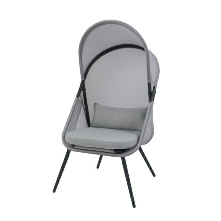 ルーフフォールディングチェア スチール アウトドアチェア 椅子 折りたたみ式 ルーフ付き 日除 RKC-539 グレー キャンプ リゾート メッシュ