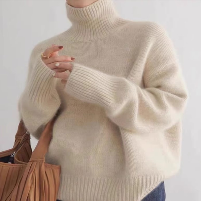 レディース トップス ニット セーター プルオーバー 長袖 萌袖 ハイネック タートルネック ワイド 伸縮性 かわいい 大人可愛い きれいめ シンプル カジュアル 上品 おしゃれ かっこいい レトロ