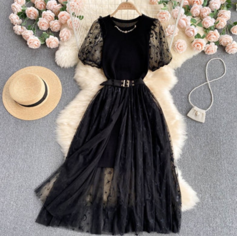 ワンピース デート ワンピドレス 袖あり レース かわいい 大人可愛い きれいめ シンプル カジュアル 大人 上品 おしゃれ お洒落 主役級 存在感 夏 10代 20代 30代 レディース 女性用