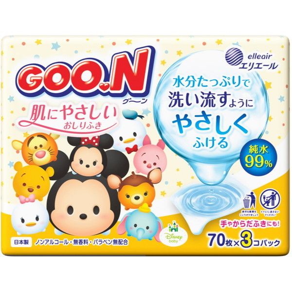 グーン 肌にやさしいおしりふき つめかえ用 70枚入×3コパック