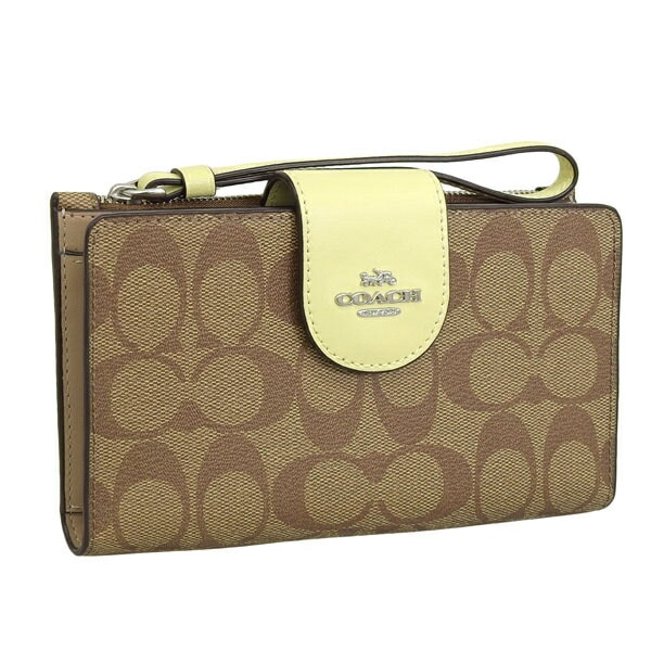 コーチ 長財布 レディース アウトレット カーキパールライム SIGNATURE COLORBLOCK TECH WALLET C2874SVUFH COACH