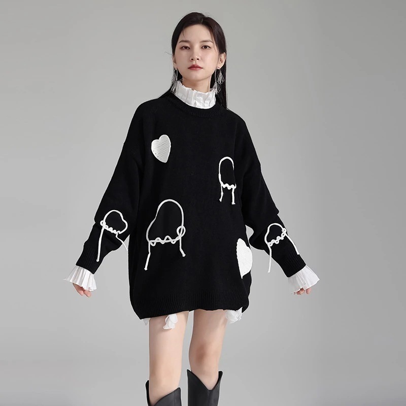 【J.Fashion】 秋冬 ニット ロング丈 セーター 体型カバー レディース ニット ベーシック 関連商品は店で購入可能 メガ割