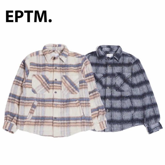 エピトミEPTM エピトミ シャツ ライトアウター トップス フランネル モヘア ボタンダウン メンズ USモデル SIDE SLIT FLANNEL