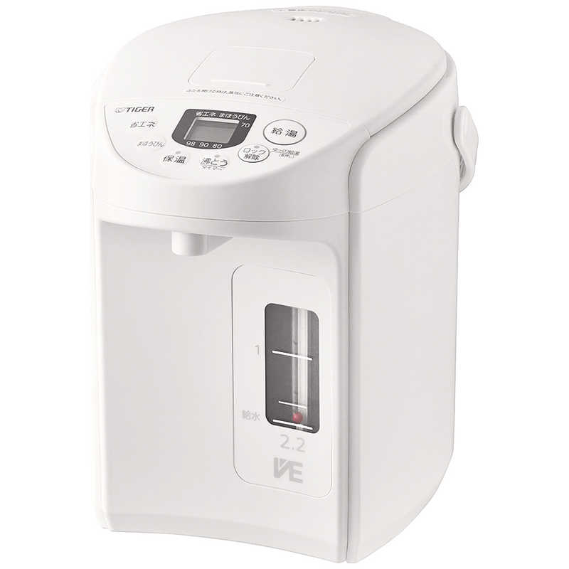タイガー　TIGER　電気ポット ［2.2L /蒸気セーブ機能つき］ クールホワイト　PIQ-G220WC