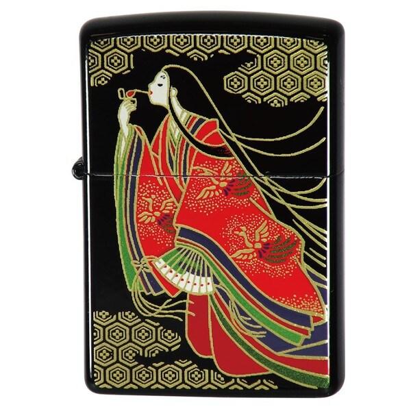 Zippo ジッポー ライター 本金蒔絵 ウインディ Windy 今昔 伝統工芸 和柄 ゴールドタンク 平安 WINDY 黒 ウレタン塗装