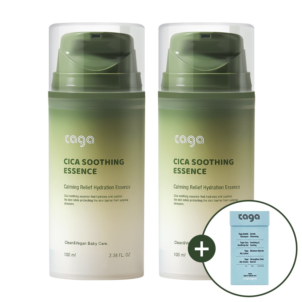 タガ ヴィーガン シカ スージング エッセンス 100ml x 2 + マルチトラベルキット 企画 / 赤ちゃん 幼児 ベビー 肌鎮静 水分 保湿 低刺激 ヴィーガン 夏 ローション