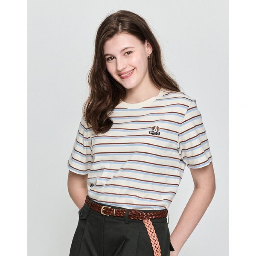 [25SS] [ハジーハリー] ショートスリーブストライプTシャツアイボリー HSTS5BL52IV