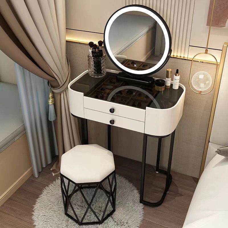 軽い豪華な小さなアパートロックドレッシングテーブルベッドルームモダンなシンプルな透明なデスクトップガラスマスターベッドルーム