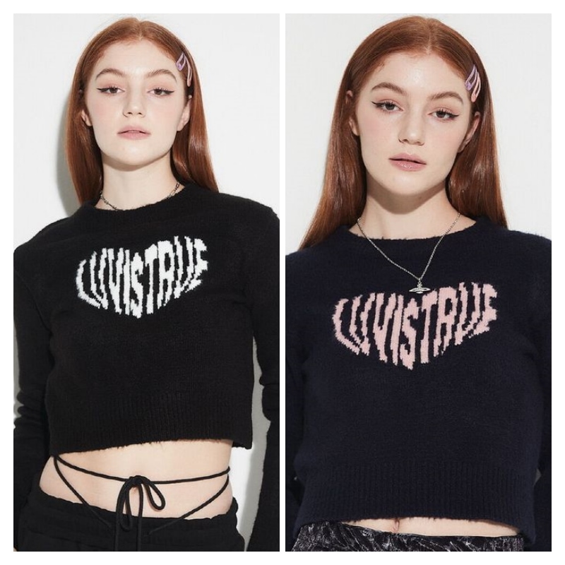 【LUV IS TRUE】 OW HEART LOGO KNIT : 2COLORS
