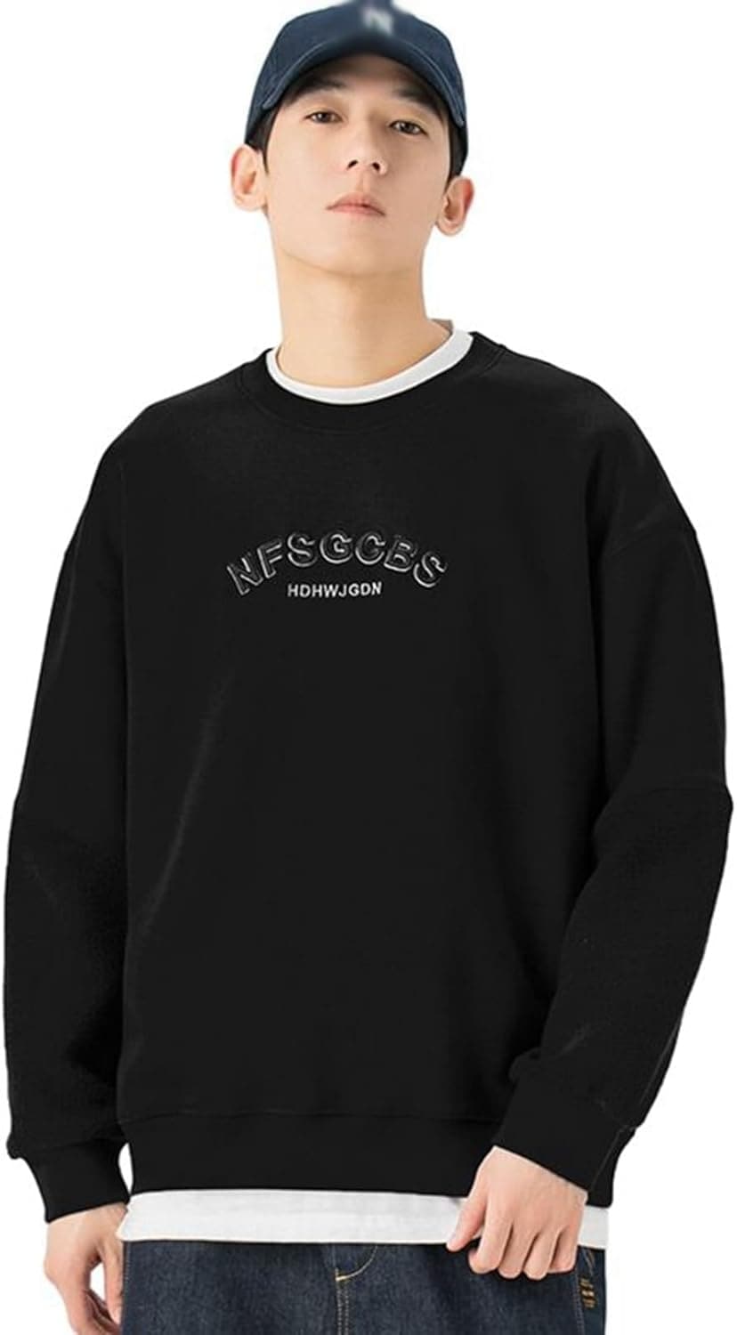 フルオーバー 英字 ボア付き 長袖 トレーナー メンズ パーカー 丸首 Tシャツ ビックシルエット トレーニングウェア 春秋冬 汗染み 薄い ファッション 普段使い アウトドア ジョギング