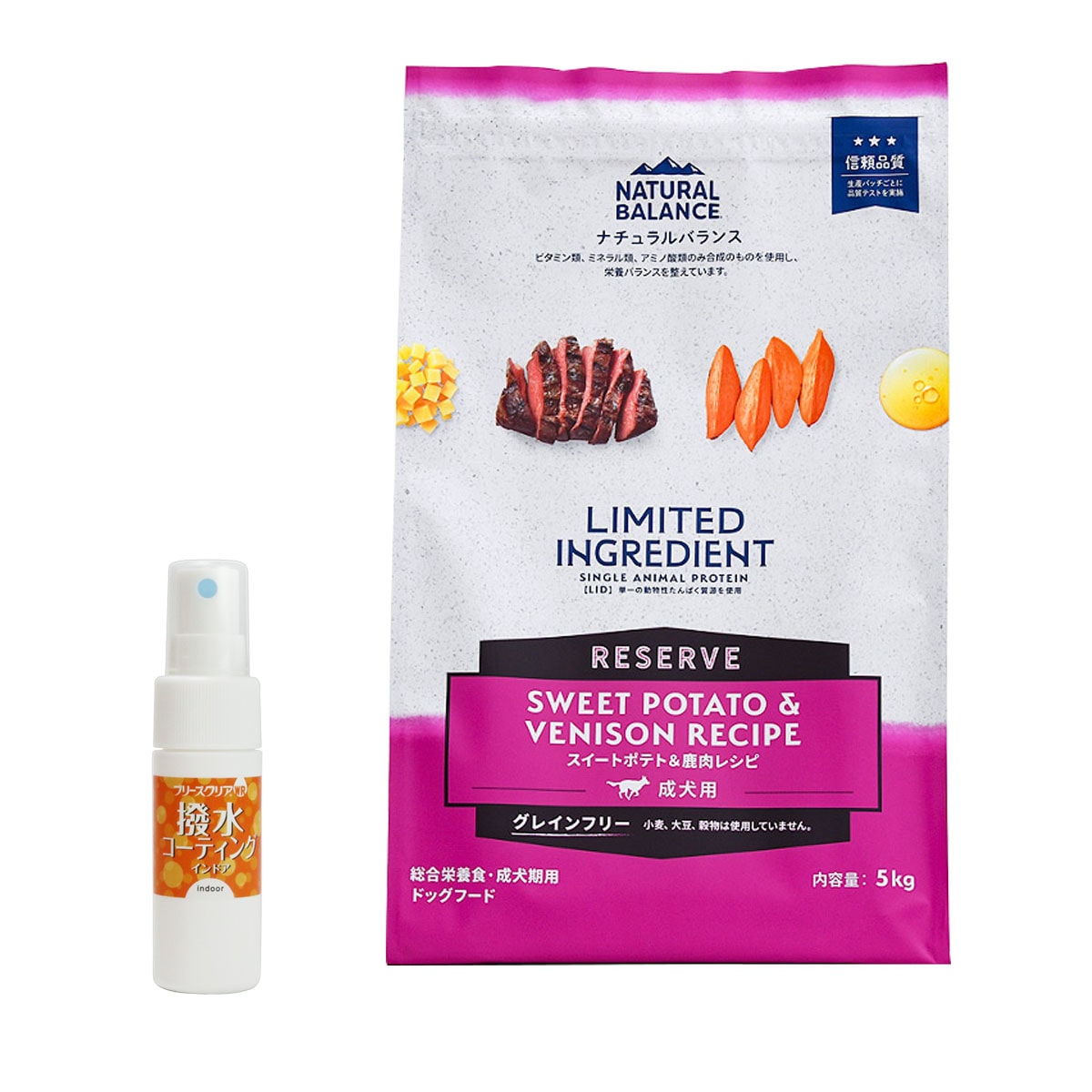 LIDグレインフリー 成犬用 スイートポテト&鹿肉 5kg【撥水コーティングインドア(水回り用) 20ml付き】