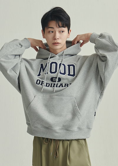 。 【美品】MOO パーカー Qoo10 MOO 無地 長袖 フード付き パーカー [グレ