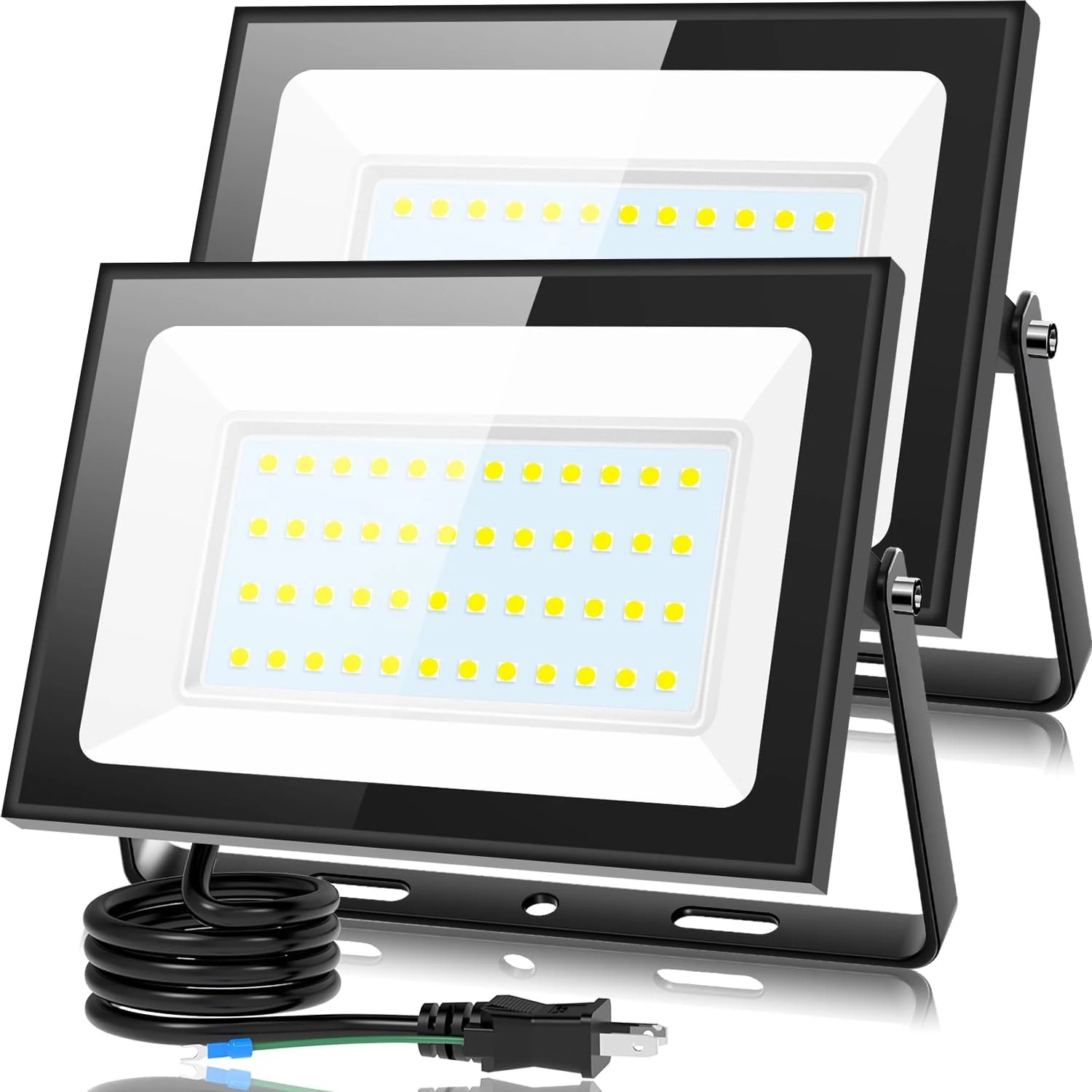 KIWEN LED 投光器 [超薄型・2個セット]屋外 防水 80W 10000LM 100v 昼光色 ledライト 作業灯 屋外 照明 看板灯 IP66 豪雨対応 外灯 led 灯光器 高演色