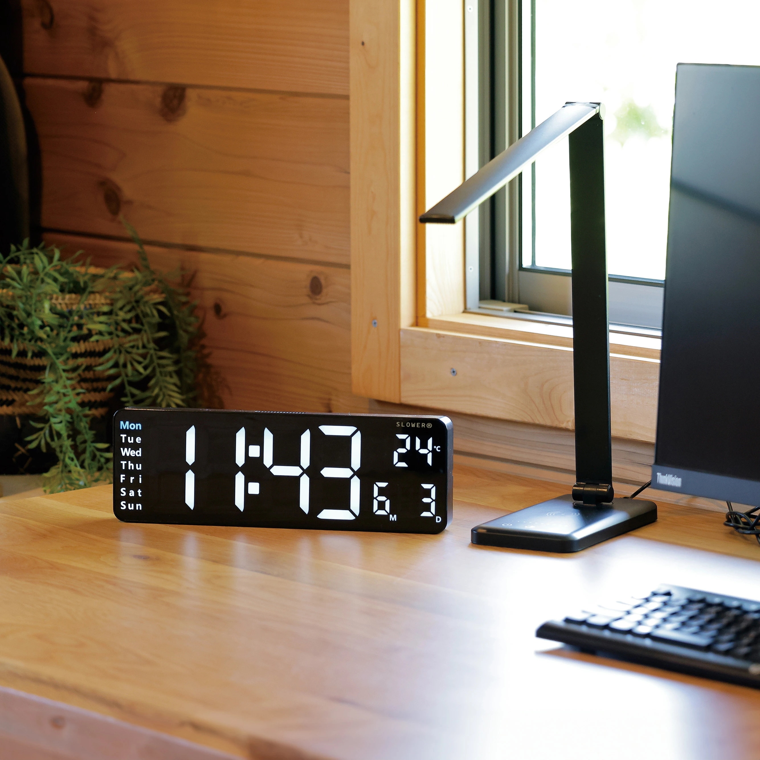 LED CLOCK Rico 時計 壁掛け時計 置き時計 アラーム オート 黒 クロック リモコン ストップウォッチ カウントダウン 自動表示 サマータイム 日付表示 明るさ調整 24/12時間表示