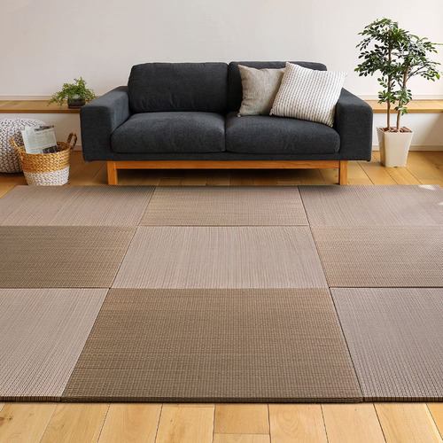 【メーカー直送品】萩原 【12枚組】置き畳フラッタ 四季 約82×82×1.5cm ブラウン
