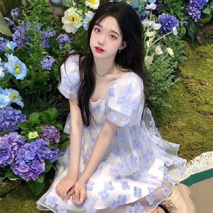 2025サマーティーブレイクフレンチキュートでスイートなリトルプリンセス用パフスリーブドールドレスパフドレス