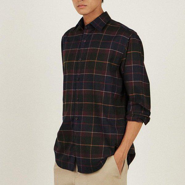 起毛ポリ混紡イージーケアミディアムチェックシャツ レギュラーフィット__DLW1SHCL105N1