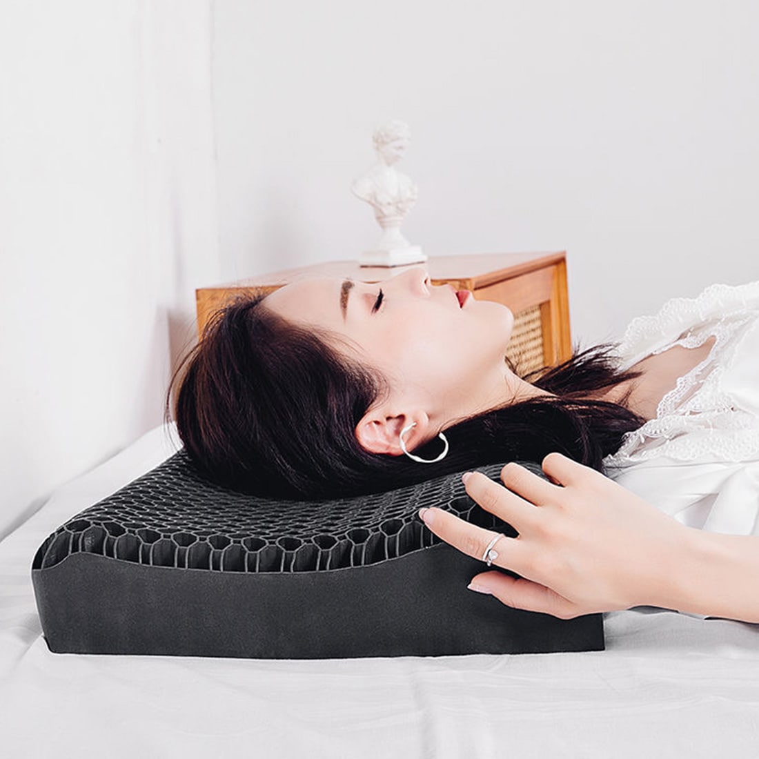 アップグレード 枕 まくら テンセル枕カバー付 ストレートネック 安眠枕 枕 キャンプ 枕 枕 まくら 枕 快眠枕 低反発枕 高反発枕 無重力枕 ジェルピロー 人間工学に基づいたデザイン 通気性