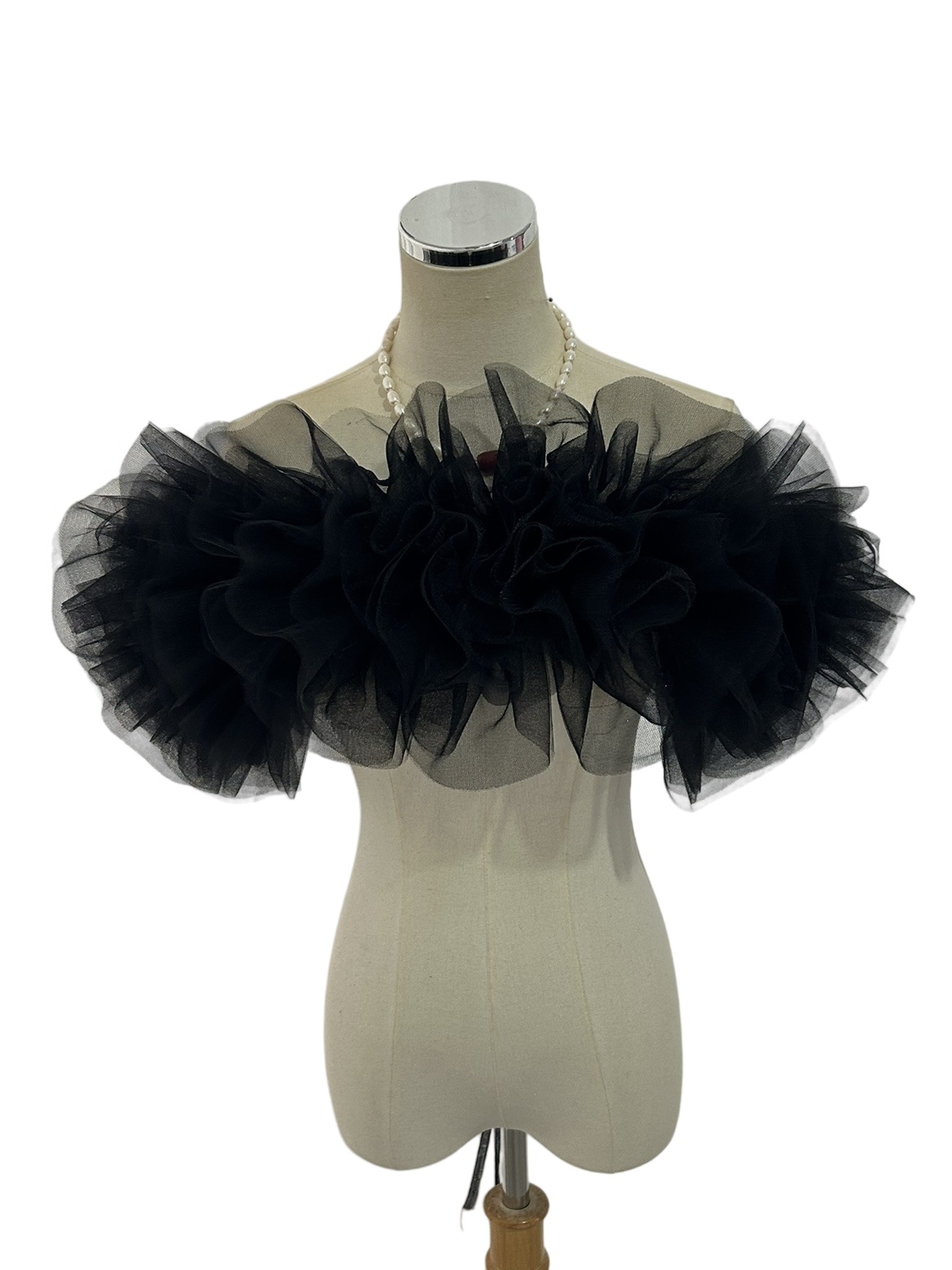 オフショルダー 取り外し ブラック ストレッチ ソフトチュール 可愛い 花嫁