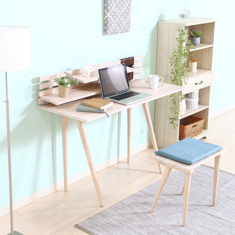 ワークデスクセット おしゃれ 木製 書斎机 パソコンデスク ホワイトウォッシュ