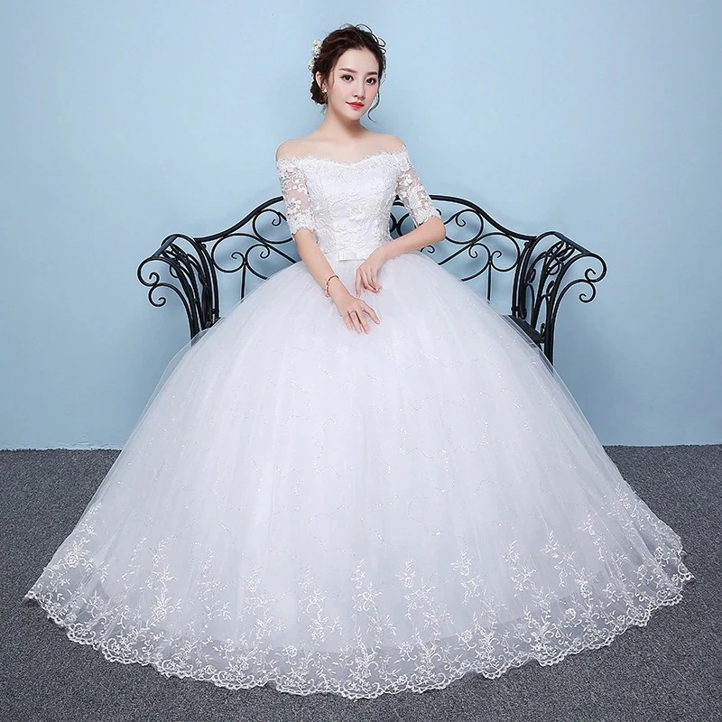 ワンショルダーウェディングドレス2025結婚式プラスサイズの花嫁とスリムプリンセスブライド