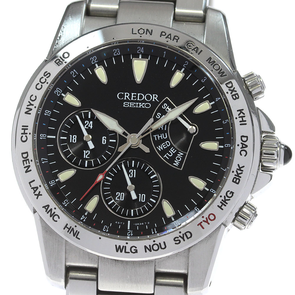 セイコー SEIKO GCBG987/4S77-0A40 クレドール フェニックス 熊川哲也モデル ワールドタイマー 自動巻き メンズ 箱・保証書付き_829702【中古】