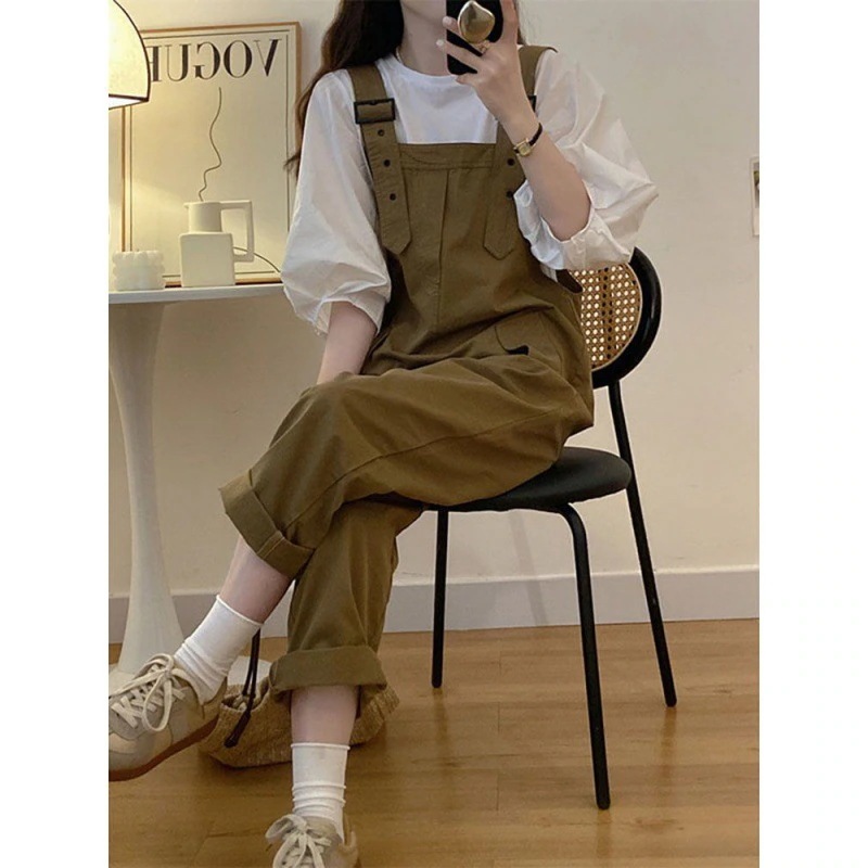 ニューデザイン 春夏 セット オーバーオール　　　 レディース ゆったり 着痩せ ワイドパンツ オールインワン 二点セット