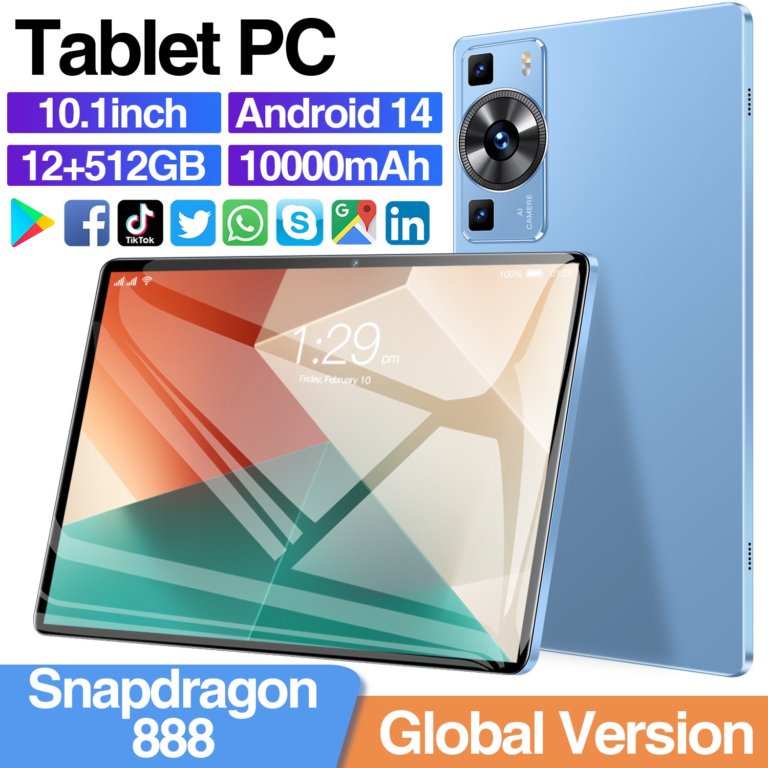 タブレットPC 本体 P60Pro Android14 10.1インチ Wi-Fi 6GB+128GB SIM 大画面 タブレット 軽量 おすすめ 在宅勤務 プレゼント 9,875円