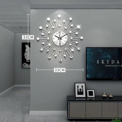 Hot!!!壁掛け時計 静音 時計 キラキラ ステンレス キラキラ 北欧風 ヨーロッパ インテリア おしゃれ 時計