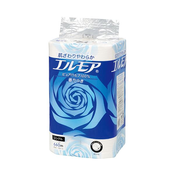 （まとめ） カミ商事エルモアトイレットロール 花の香り シングル 55m 1パック（12ロール） [x5セット]