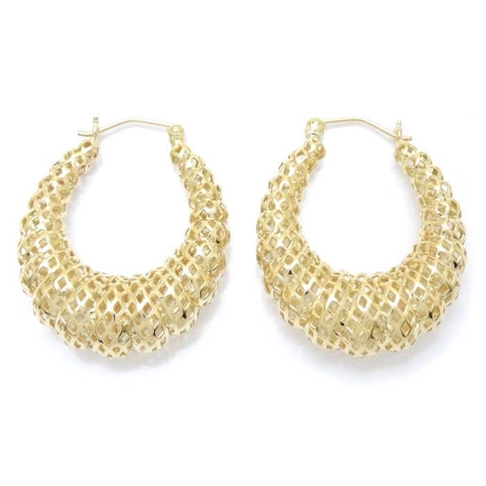 デザイン フープ ピアス K18YG イエローゴールド/28160【中古】