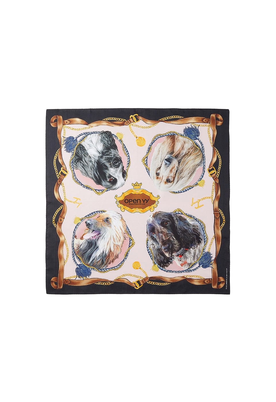 【OPEN Yy】 25FW PET CLUB PRINT SILK SCARF : PINK