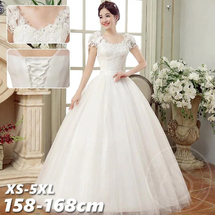 結婚式ドレス 花嫁 ウエディングドレス ロング 白 ワンピース 袖なし wedding dress 大きいサイズ ドレス 二次会 刺繍 スパンコール 花柄レース レディース サテ30%までに制限