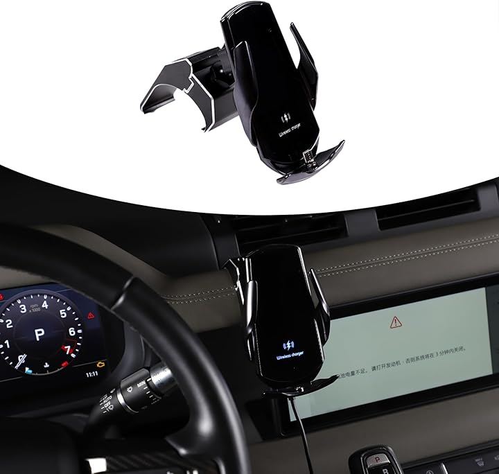 ランドローバー ディフェンダー 90 110 130 2020～2023年に専用 スマホホルダー 車 スマートフォン用 車載ホルダー 携帯電話ホルダー (シルバー, ワイヤレス充電式)