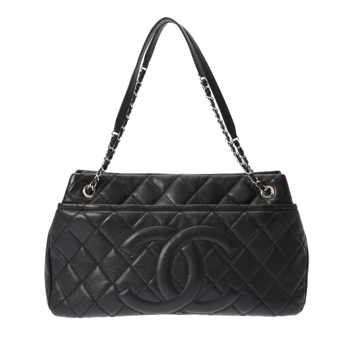 マトラッセ チェーンショルダー トート ブラック レディース キャビアスキン ショルダーバッグ ABランク 中古 銀蔵