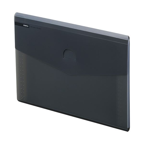 （まとめ）リヒトラブ soeruスリムドキュメントファイル（ヨコ型） A4 6ポケット スモークブラック A-8700-24 1冊(×10セット)