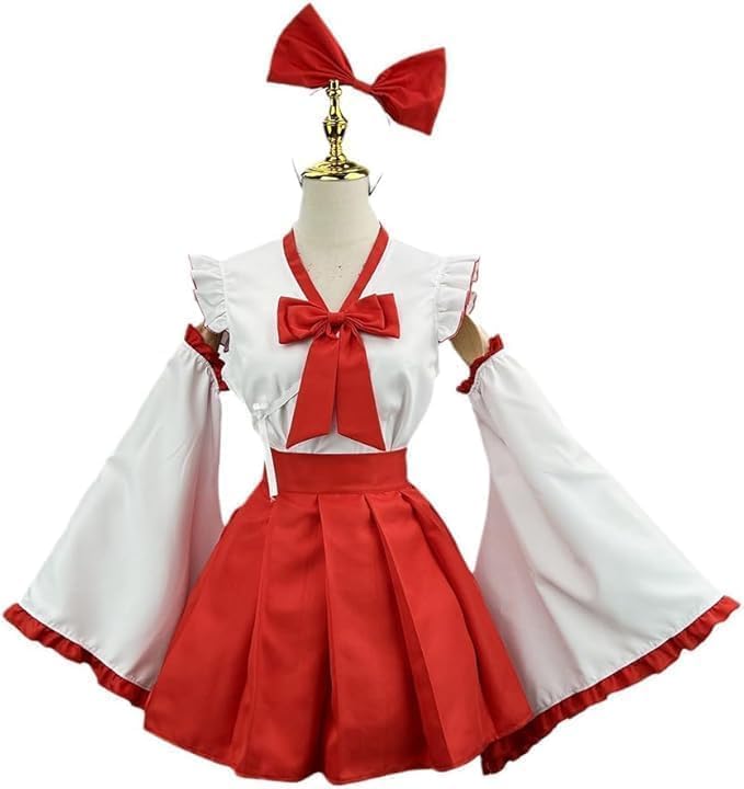 巫女 コスプレ 大きいサイズ かわいい 巫女服 白×赤 妖狐 レディース ワンピース 和風 和服 着物
