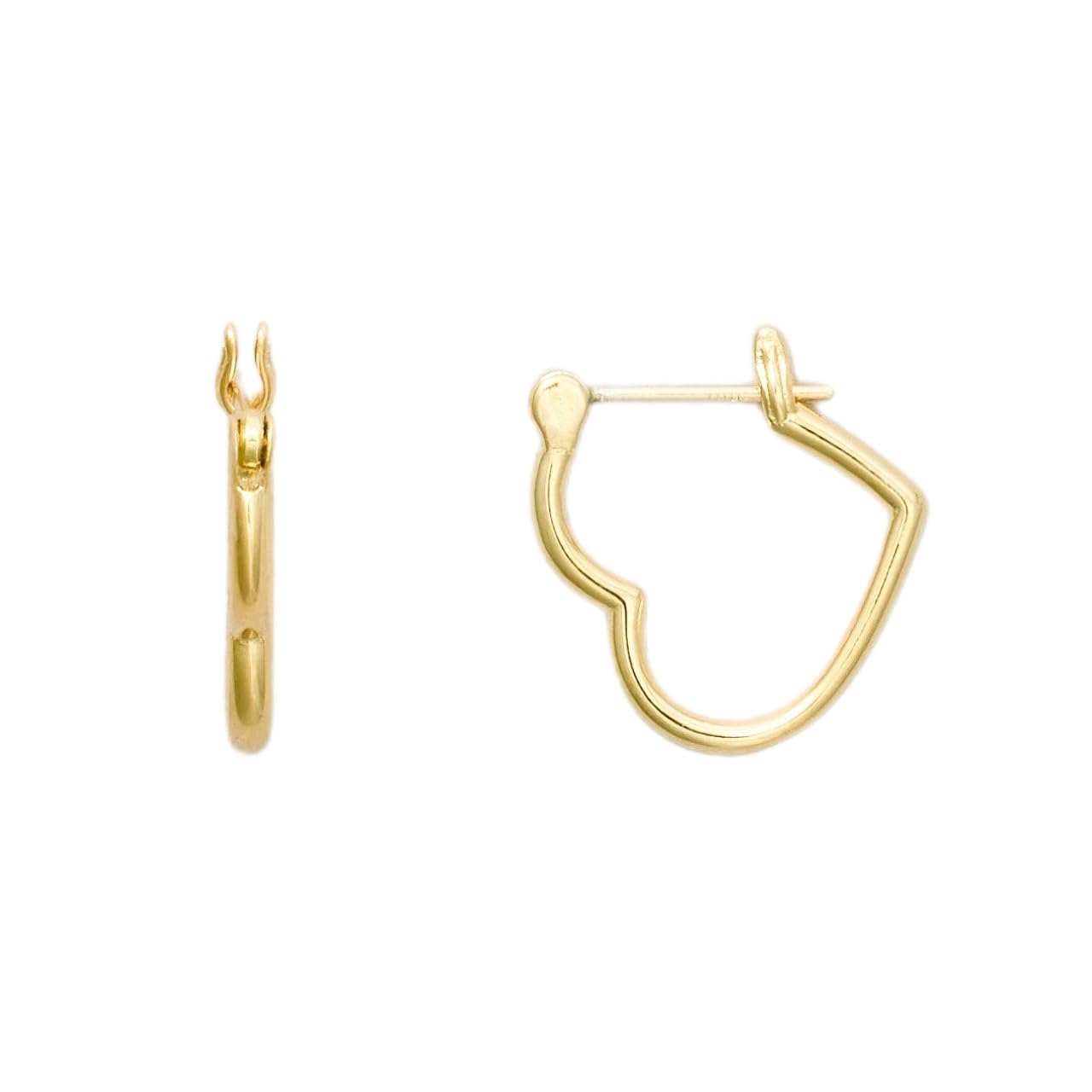 [ヒリーズ] 日本製 18金 ピアス 18K K18 金属アレルギー対応 ハート型 フープ キャッチレス ワンタッチ Heart Hoop 3741 (ゴールド)